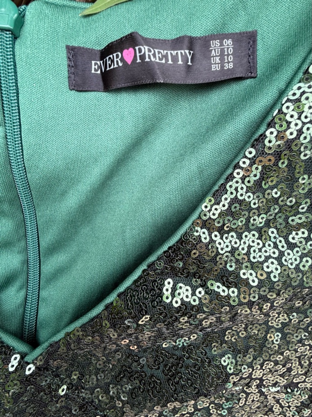 Mature 3/4 quarter sleeves retro Green Sequin Event Maxi Dress - Picture 3 of 8